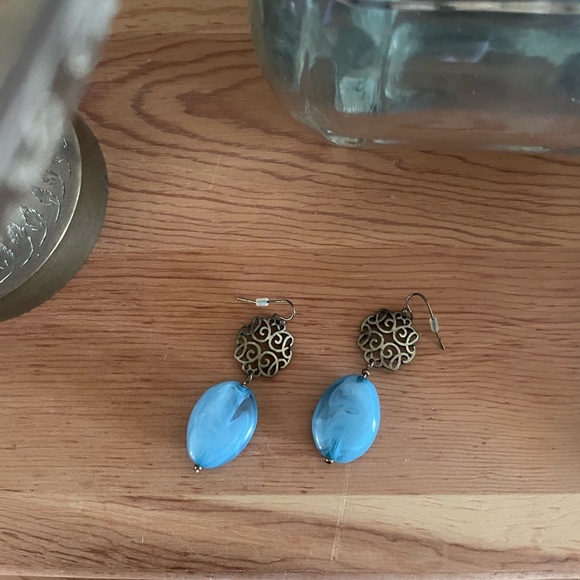 Dana Buchman Blue Wave Beaded Dangle Earrings - Picture 7 of 8